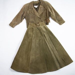 LILLIE RUBIN WOMEN DRESS SKIRT AND JACKET LEATHER